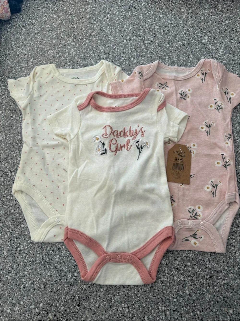 Daddy's Girl Floral Trim Baby One-Piece Bodysuit - Pink/Cream